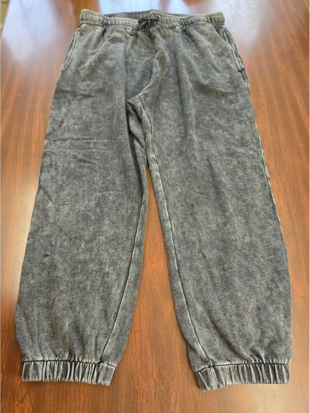 Mono B Joggers Large Gray Mineral Wash Acid Wash 100% Cotton Sweatpants Casual